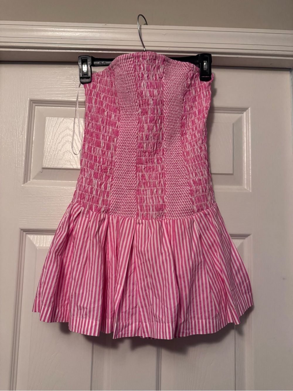 Striped Pink Smocked Mini Skirt
